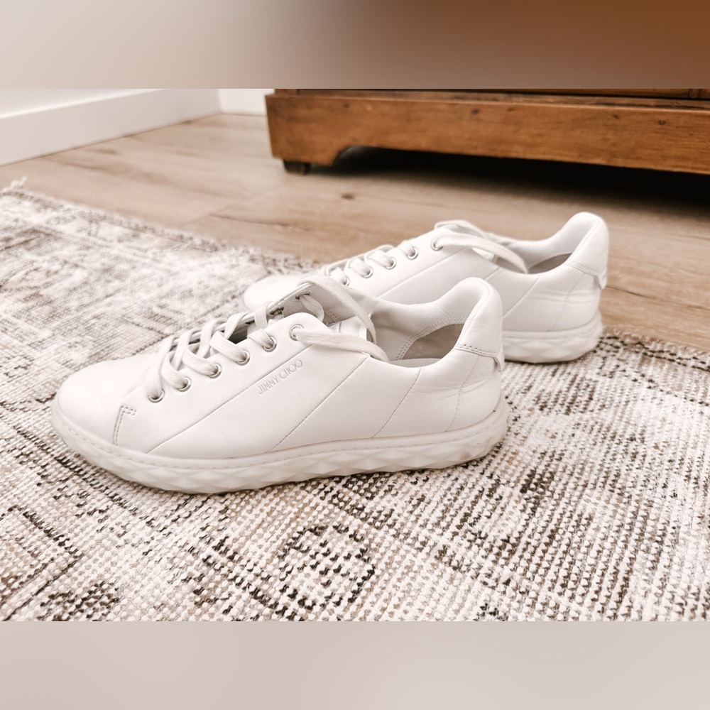 Jimmy Choo Diamond Light/F Leather Low-Top Trainers - Picture 9 of 16